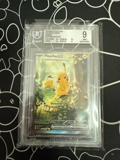 Originalfoto Pikachu ex Erhabene Helden 276/217, Deutsch, BGS 9, Zertifikat 0020753853
